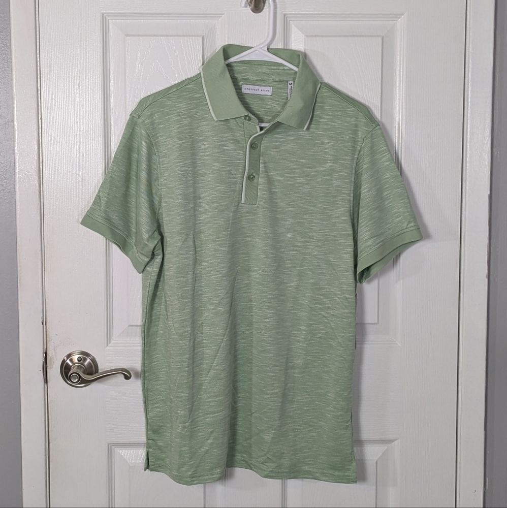 NWT Geoffrey Beene Men's Short Sleeve Polo in Basil Twist Green Size Medium